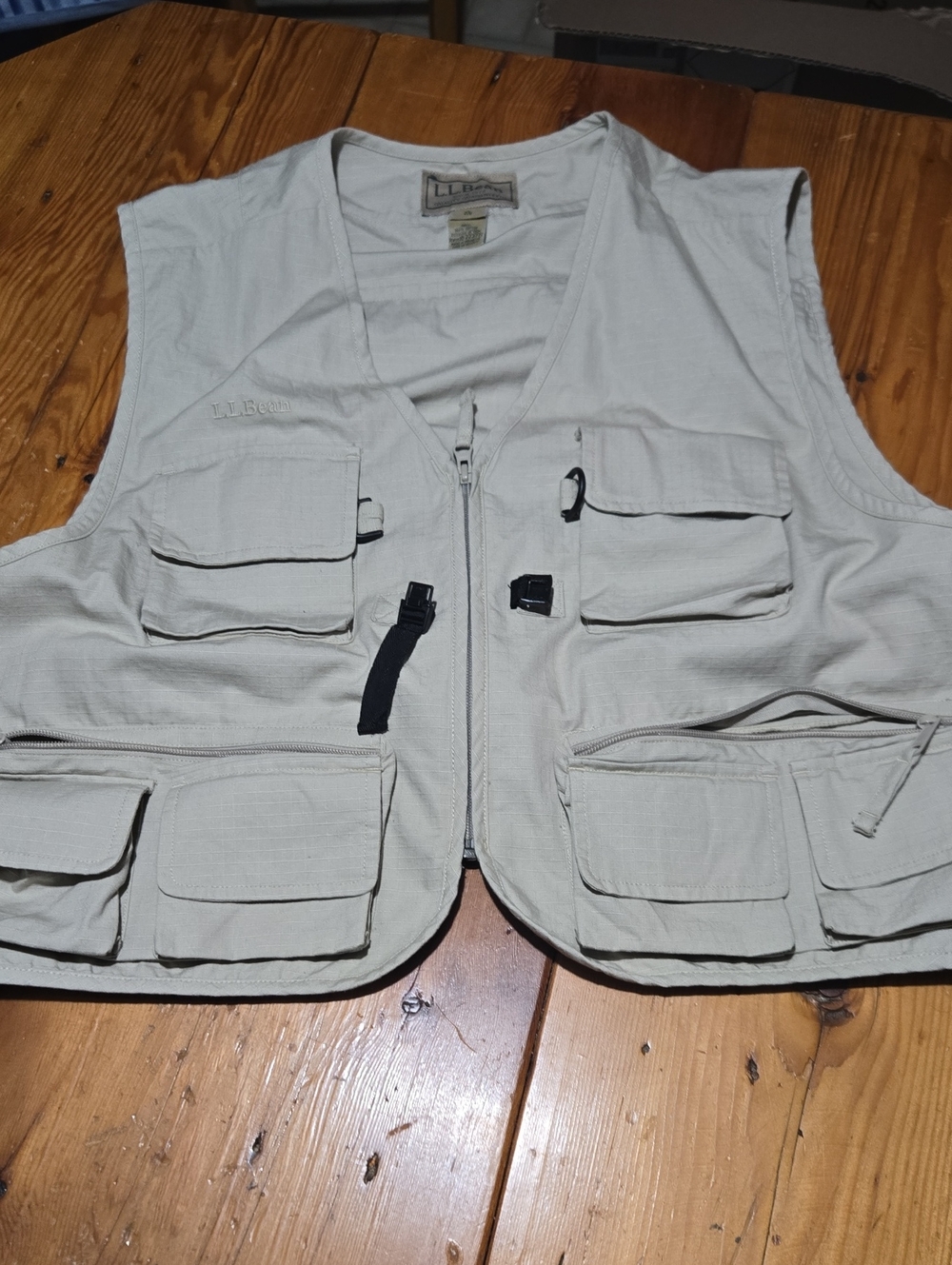 L.L. Bean Men's Multi-Pocket Outdoor Vest - Light Beige Fishing Sz Xl